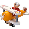 Plan Toys - Avion clasic din lemn cu pilot