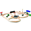 Plan Toys - PlanCity - Circuit rutier si feroviar din lemn